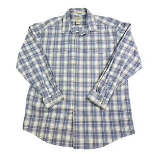 Vintage Y2K L.L. Bean Button Front Shirt Men's‎ Size Large Blue Plaid Workwear